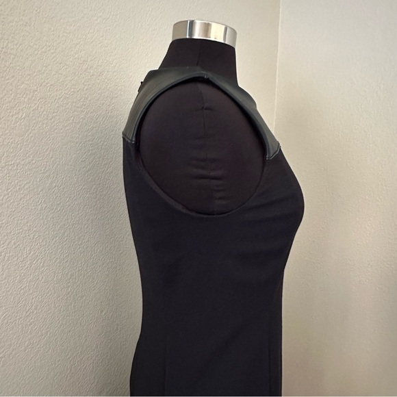 NWT Ann Taylor Women Black Stretch Sleeveless Sheath Fox Leather Dress Size 8P - Picture 5 of 12